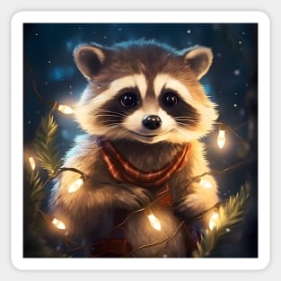 Cute raccoon Christmas Sticker